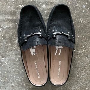 Donald J. Pliner Slip On Loafers in Metallic Black